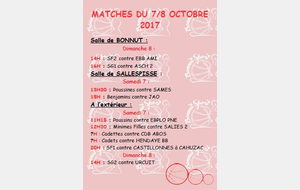 MATCHES DU 7 / 8 OCTOBRE