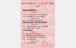 MATCHES DU 14/15 OCTOBRE