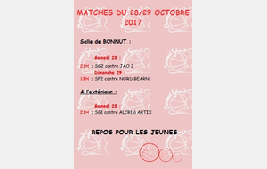 MATCHES DU 28/29 OCTOBRE