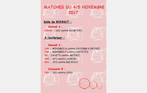 MATCHES DU 4/5 NOVEMBRE