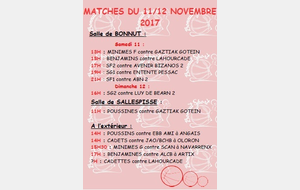 MATCHES DU 11/12 NOVEMBRE