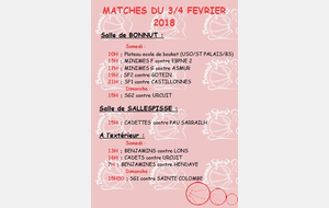 MATCHES DU 3/4 FEVRIER