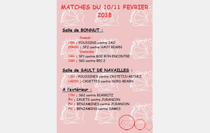 MATCHES DU 10/11 FEVRIER