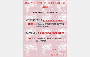 MATCHES DU 23/24 FEVRIER