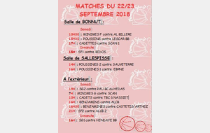 MATCHES DU 22/23 SEPTEMBRE