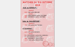 MATCHES DU 5/6 OCTOBRE