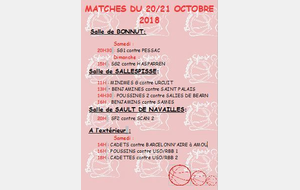 MATCHES DU 20/21 OCTOBRE