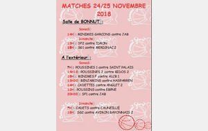 MATCHES DU 24/25 NOVEMBRE