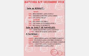 MATCHES DU 8/9 DECEMBRE