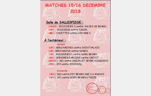 MATCHES DU 15/16 DECEMBRE