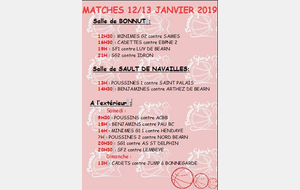 MATCHES DU 12/13 JANVIER