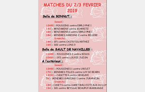 MATCHES DU 2/3FEVRIER