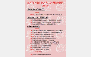 MATCHES DU 9/10 FEVRIER