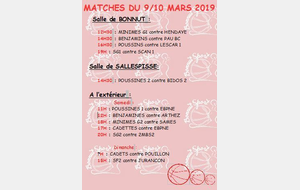 MATCHES DU 9/10 MARS