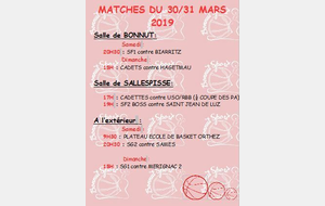 MATCHES DU 30/31 MARS