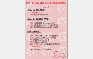 MATCHES DU 30/1 DECEMBRE