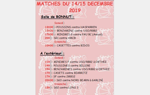 MATCHES DU 14/15 DECEMBRE