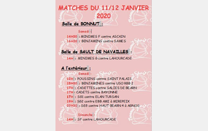 MATCHES DU 11/12 JANVIER