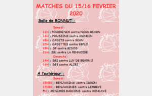 MATCHES DU 15/16 FEVRIER