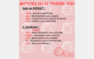 MATCHES DU 22 FEVRIER