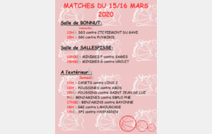 MATCHES DU 14/15 MARS