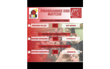 Résultats Jeunes des matchs 14 et 15 janvier