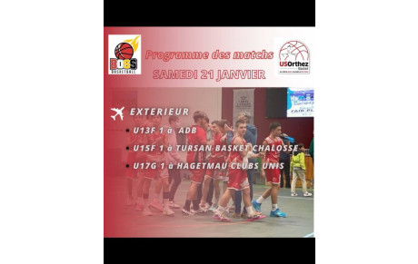 Programme des matchs 21 et 22 Janvier