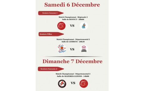 6 et 7 Décembre : Programme du week-end